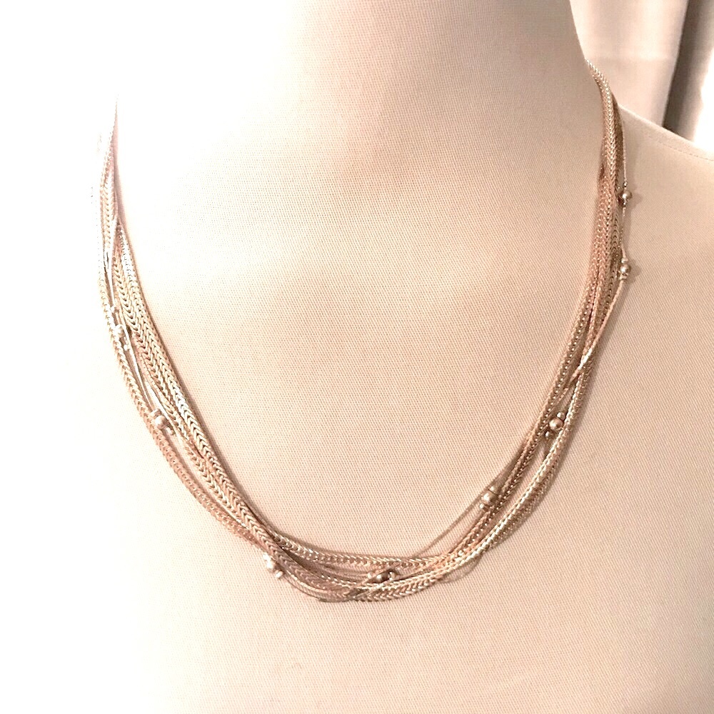 Vintage Gold plated color multi-strand necklace